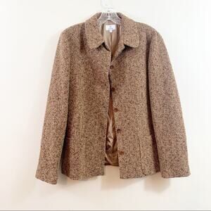 Zanella Wood Blend Brown Marled Button Up Blazer